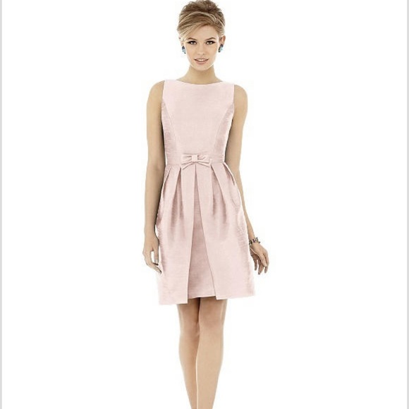 Alfred Sung D700 Pearl Pink Bow dress with pockets - Picture 1 of 8